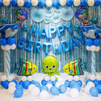 3Pcs Blue Foil Fringe Curtain, Foil Metallic Fringe Shimmer Backdrop Curtains for Birthday Party Decorations | Blue Birthday Curtains for Baby Shower - 1x2m