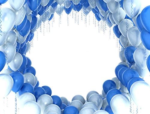 100 PCS 12-inch Pearlized 4 Assorted Colors Latex Balloons Blue White Silver Large Big Round Thick Shiny Pearlescent Biodegradable Bulk Helium Gas Air Inflated Kids Birthday Party Decorations Supplies