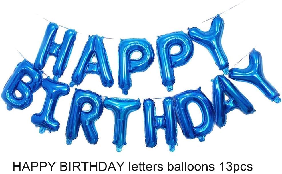 Birthday Balloons for Men/Boys - 13pcs Letter Balloons, 2pcs Giant Star Foil Balloons, 4pcs Confetti Balloons, 6pcs Latex Balloons Party Decorations and Supplies, Blue, 25 Piece Set