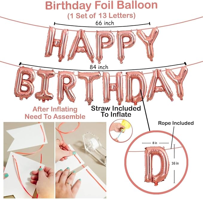 25Pcs Golden Happy Birthday Foil Balloon, Confetti and Metallic Balloons Combo for Birthday Decoration Items for Kids