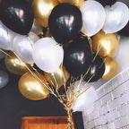 72 Pack Black Gold Confetti Balloons Kit, 12 Inch Black Gold White Balloons and Gold Confetti Balloons with Balloon Ribbons for Graduation Birthday Wedding Baby Shower Party Decorations
