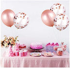 20 PCS Rose-Gold Confetti Balloons for Party 12 Inch Hazy Clear Balloon with and Metallic Latex Baby Shower Birthday Wedding Proposal Decoration Supply - Rose Gold