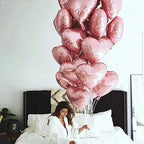 25pcs Heart Shape Foil Mylar Balloons Pink 18" for Birthday Party Decorations, Wedding Decor, Engagement Party, Holiday, Baby Show