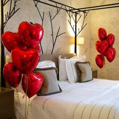 25pcs Heart Shape Foil Mylar Balloons Red 18" for Birthday Party Decorations, Wedding Decor, Engagement Party, Holiday, Baby Shower (Red)