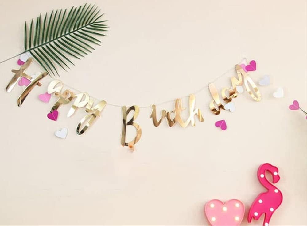 Gold Happy Birthday Banner – Cardstock, Reusable Metallic Birthday Sign for Wall Decoration - Birthday Party Decoration for Kids and Adults