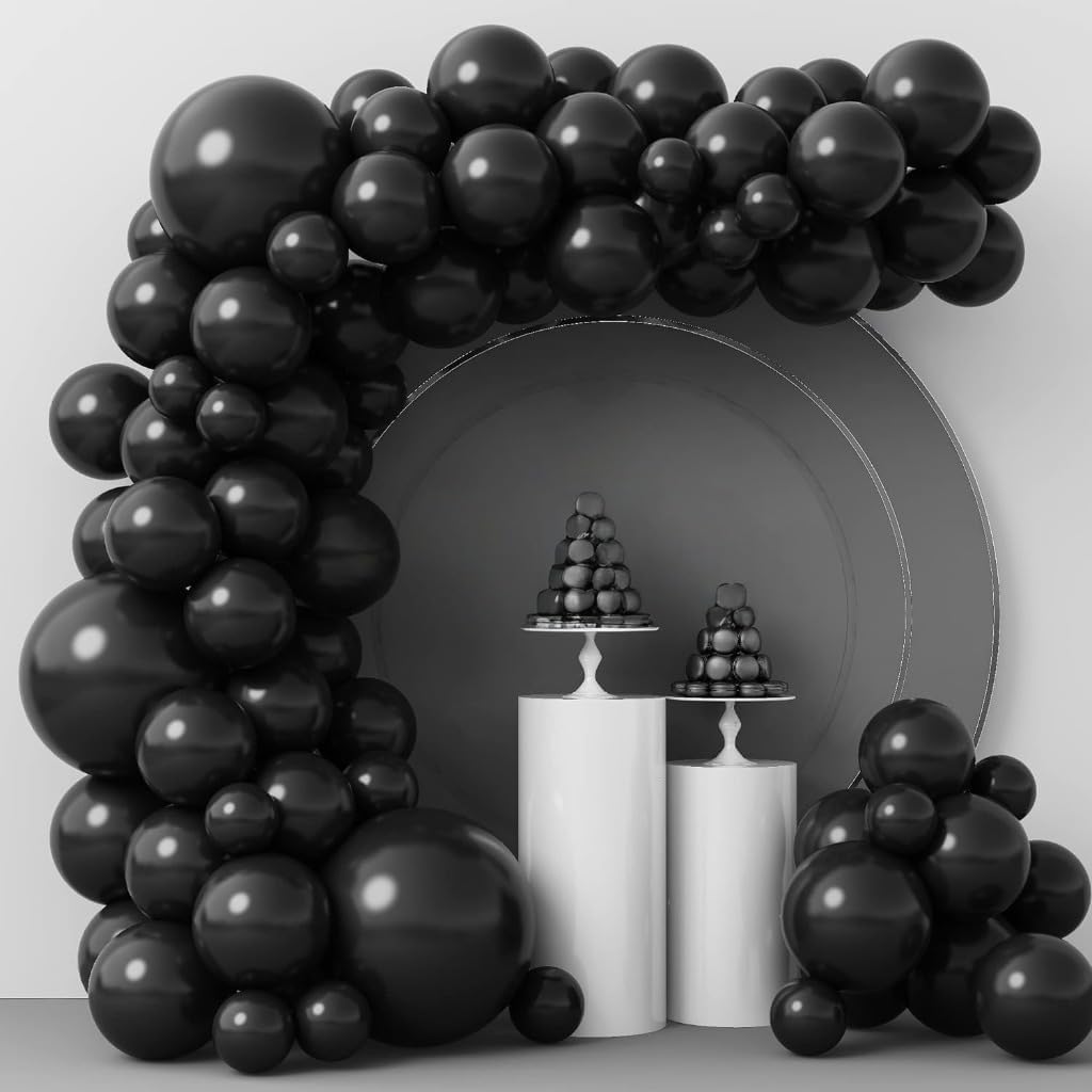 50 Pcs Black Metallic Balloons for Birthday, Anniversary, Baby Shower - Party Decorations for Kids
