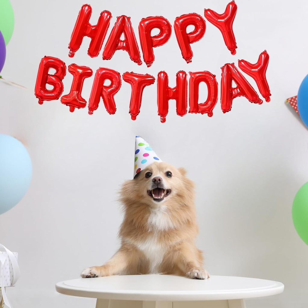 Happy Birthday Balloons Banner - Large Inflatable Aluminum Foil 3D Letters Banners for Kids and Adults Birthday Party Supplies and Decorations (Red)