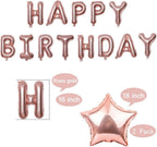 Happy Birthday Decoration Set – Rose Gold | 13pcs Letter 2pcs Star Foil, 4pcs Confetti, 11pcs Latex – Party Supplies for Birthday Celebrations