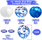 Blue Happy Birthday Balloon Banner White And Blue Confetti Balloons for Boy Birthday Party Decorations