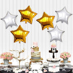 Gold and Silver Star Foil Balloon Set – 6 Pack, 18 Inch Shining Gold and Silver Party Balloons for Birthday Decoration Star-Shaped Helium Balloons for Wedding Decor, Holiday Party, Bridal Shower, and