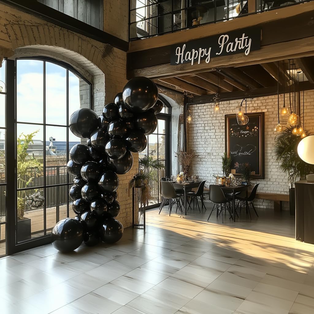 Black Balloons Latex Party Balloons – 100 Pack, 12 Inch Round Helium Balloons for Black Themed Wedding, Graduation, Anniversary, Birthday Party Backdrop Decorations