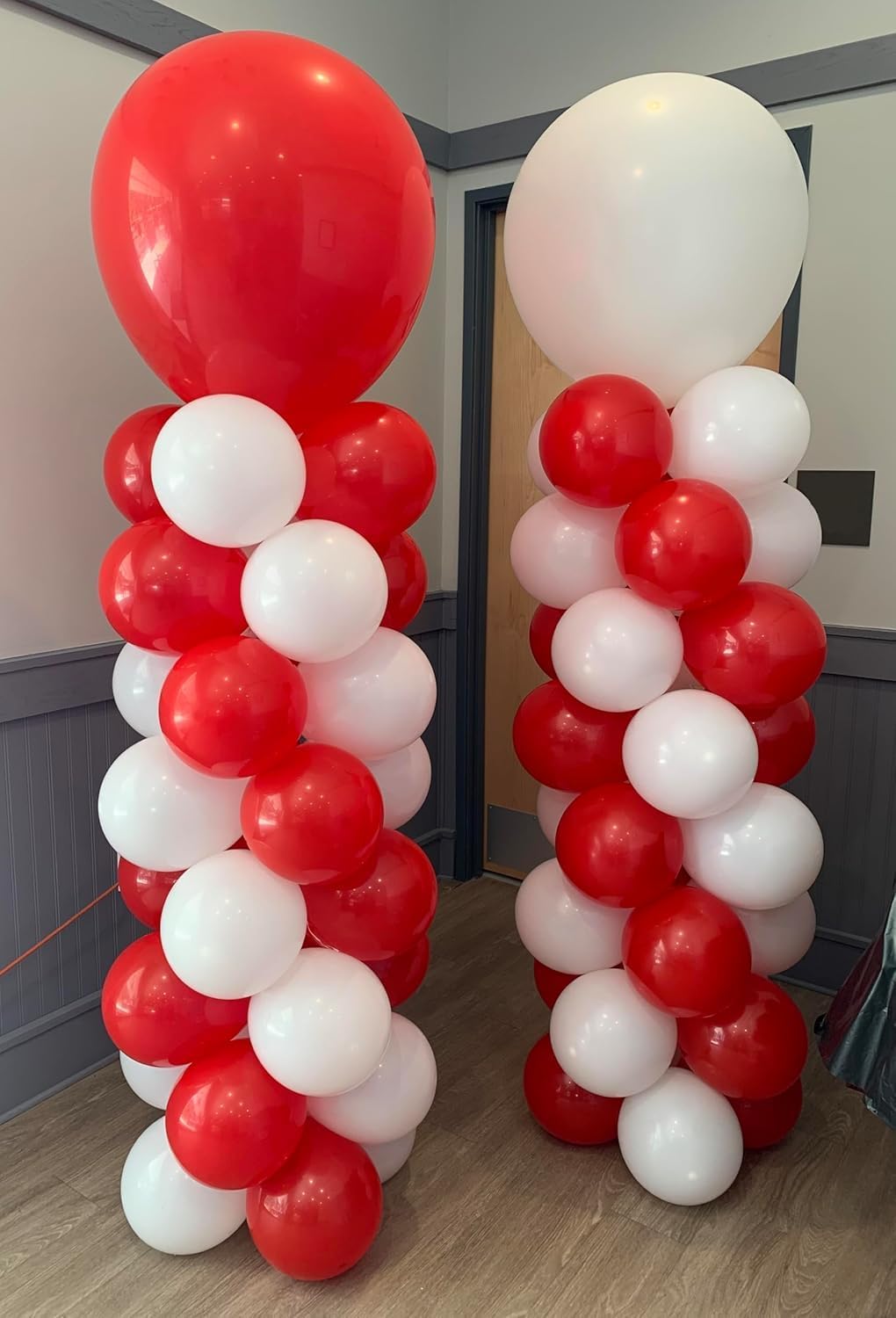 50 Pcs Metallic Red and White Balloons – Red White Birthday Balloons – Red and White balloons decorations – Red, White balloons for Anniversary/baby shower/birthday party