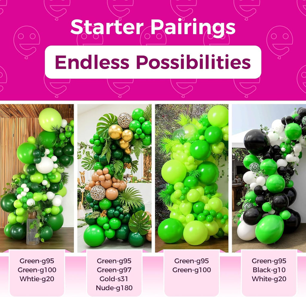 Green Balloons Latex Party Balloons - 100 Pack 12 inch Round Helium Balloons for Green Themed Wedding Graduation Anniversary Birthday Party Backdrop Decorations