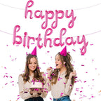 Pink Birthday Banner – 16 Inch | Hot Pink Balloons, Decorations | Happy Birthday Banner, Party Decorations