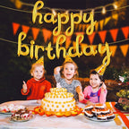 Gold Cursive Happy Birthday Banner – 16 Inch Balloon Banner, Decorations for Birthday Party