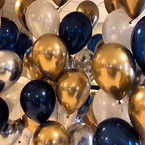 Party Balloons 12 inch 60 Pcs Latex Blue Balloons Gold Balloon Silver Balloon White Balloons Birthday Balloons Helium Balloons Baby Shower Party Decoration â€¦