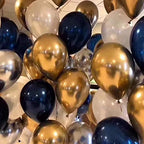 Party Balloons 12 inch 60 Pcs Latex Blue Balloons Gold Balloon Silver Balloon White Balloons Birthday Balloons Helium Balloons Baby Shower Party Decoration â€¦