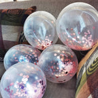 50 12-inch Transparent Latex Balloons with Rose Gold Confetti Large Thick Big Round Shining Biodegradable Bulk Helium Gas or Air Inflated for Kids Birthday Wedding Party Decorations Supplies Favors