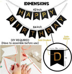 9 Pcs Happy Birthday Decoration Set – Black "Happy Birthday" Banner with Confetti Balloons and Ribbon – Birthday Party Decoration for All Ages