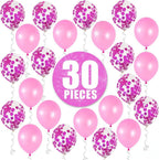 Pink and Pink Confetti Latex Balloons Kit – Pack of 30 | Latex Pink and Confetti Balloons for Birthday Party | Great for Debut Wedding Decorations, Baby and Bridal Shower, Engagement, Anniversary