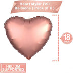 Rose Gold Heart Balloons – Pack of 6, 18 Inch | Foil Heart Shaped Balloons for Wedding Decorations | Rose Gold Balloons for Engagement, Bridal Shower, Birthday, Valentines Decorations or Anniversary