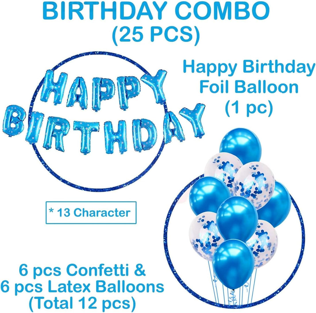 25Pcs Golden Happy Birthday Foil Balloon, Confetti and Metallic Balloons Combo for Birthday Decoration Items for Kids