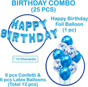 25Pcs Golden Happy Birthday Foil Balloon, Confetti and Metallic Balloons Combo for Birthday Decoration Items for Kids