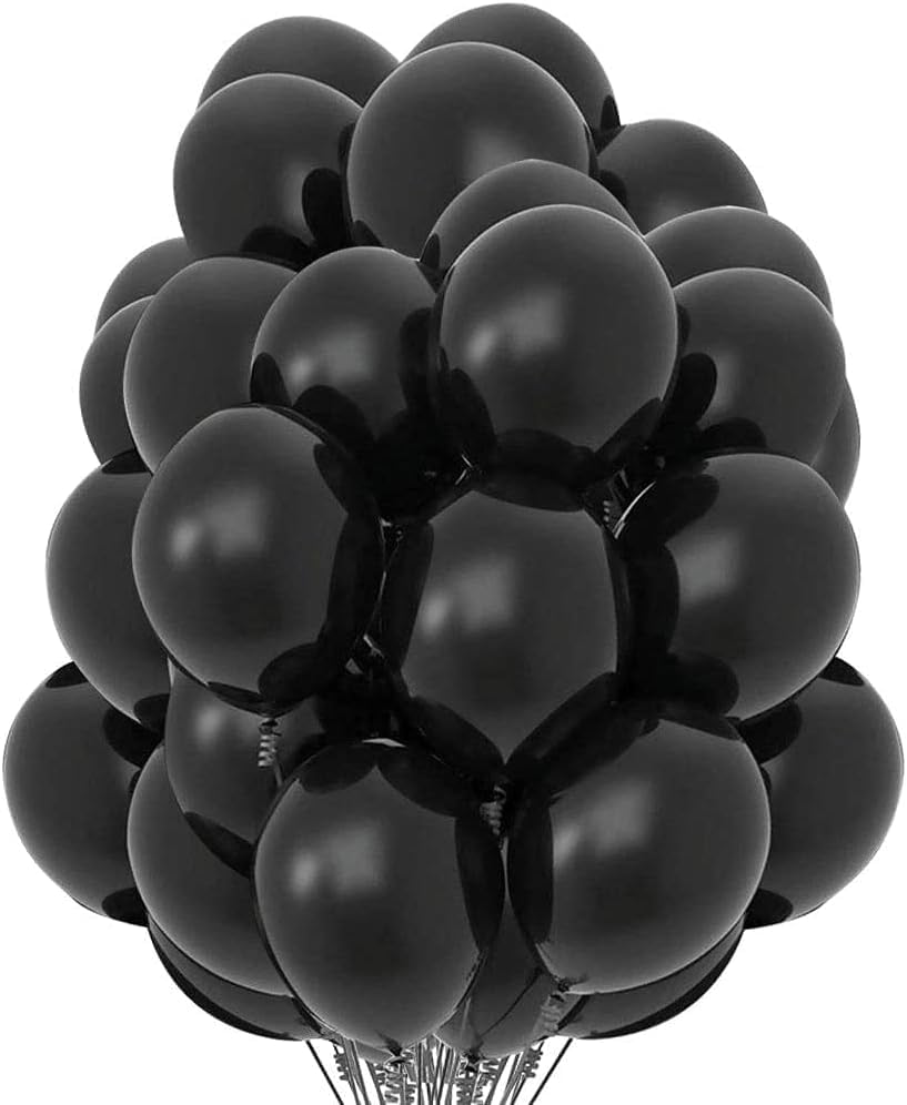 Black Balloons Latex Party Balloons, 100 pcs 12 Inches for Black Themed Wedding, Special Decoration, Birthday Party Backdrop