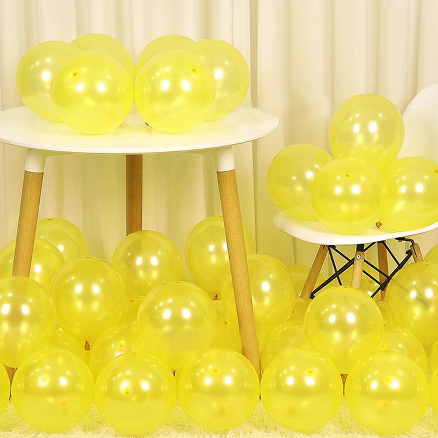 100 PCS 12 Inches Yellow Latex Balloons Large Thick Big Round Biodegradable Bulk Helium Gas or Air Inflated for Kids Birthday Graduation Wedding Party Halloween Christmas Decorations Supplies Favors
