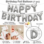set of 2 Pcs Combo Happy Birthday Silver Foil balloons banner witn Gluedot for happy birthday decoration/happy birthday balloons banner/happy birthday balloon silver