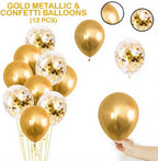 25Pcs Golden Happy Birthday Foil Balloon, Confetti and Metallic Balloons Combo for Birthday Decoration Items for Kids