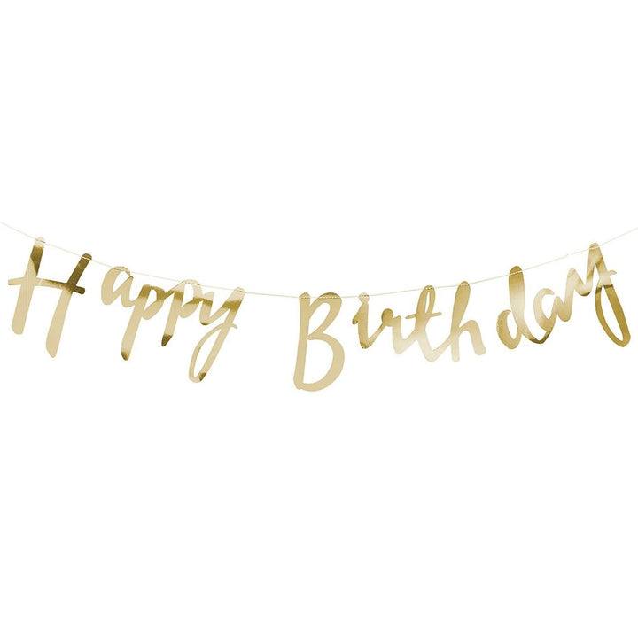 Gold Happy Birthday Banner Metallic Party Decoration
