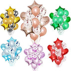 Party Mix Silver Metallic, Confetti and Foil Balloons for All Kind of Balloon Party Decorations (Silvery), 14 Pieces Combo