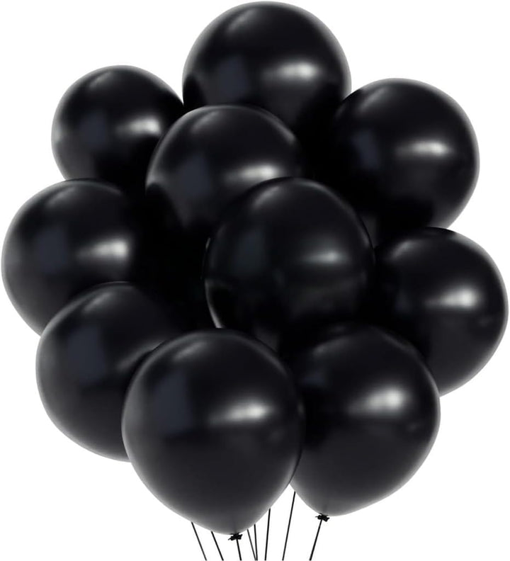 50 Pcs Black Metallic Balloons for Birthday, Anniversary, Baby Shower - Party Decorations for Kids