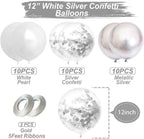 Silver Happy Birthday Balloon Banner with White and Silver Confetti Balloons – Ideal for birthday party decorations.