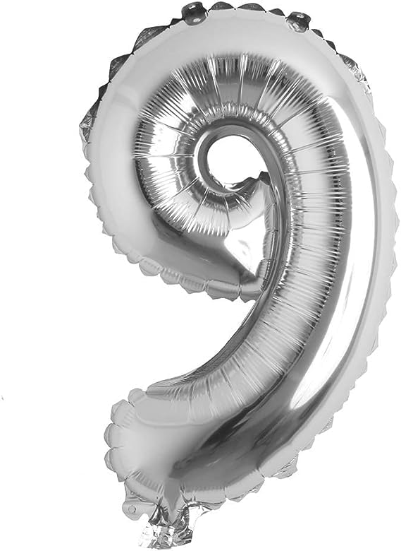 Silver Number 9 Foil Balloon 16 Inch Party Decoration