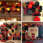 Golden Red Black Balloons - 100 pcs for Happy Birthday Balloon Decoration for Boys, Men, Husband/Balloon Garland Kit/Metallic Helium Balloons/Balloon Items for Décor