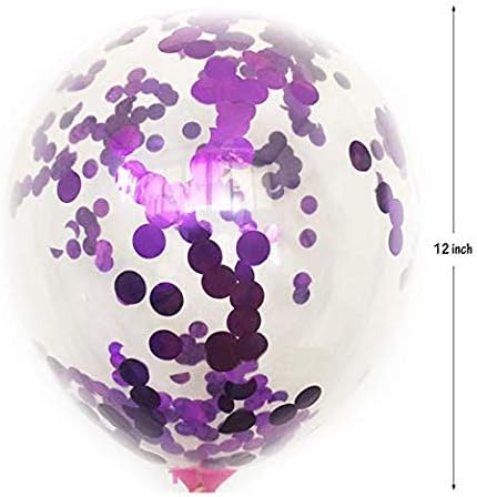 12Pcs Purple Confetti Balloons For Unicorn Happy Birthday Balloon Or Birthday Decorations Items For Girls