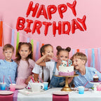 Happy Birthday Balloons Banner - Large Inflatable Aluminum Foil 3D Letters Banners for Kids and Adults Birthday Party Supplies and Decorations (Red)