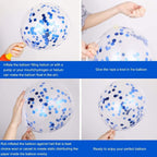 Blue Happy Birthday Balloon Banner White And Blue Confetti Balloons for Boy Birthday Party Decorations