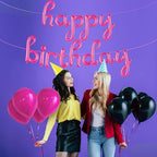 Pink Birthday Banner – 16 Inch | Hot Pink Balloons, Decorations | Happy Birthday Banner, Party Decorations