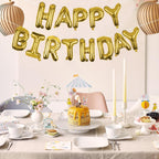 Large Gold Happy Birthday Balloons Letters – 16 Inch | Gold Foil Balloon Banner for Birthday Party Decorations | Gold Party Supplies for Girls & Women