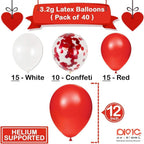 Red and White Balloons for Valentine's Decorations – Pack of 40 | Red Balloons for Romantic Decor | Valentine's Balloons, Red & White Balloons | Valentine's Decor for Him/Her