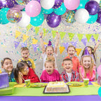 Unicorn Mermaid Latex Balloons 50Pack,12 Inch Gold Confetti Party Balloons, Light Pink Blue Purple Assorted with 2 Rolls Ribbon for Parties, Birthday.