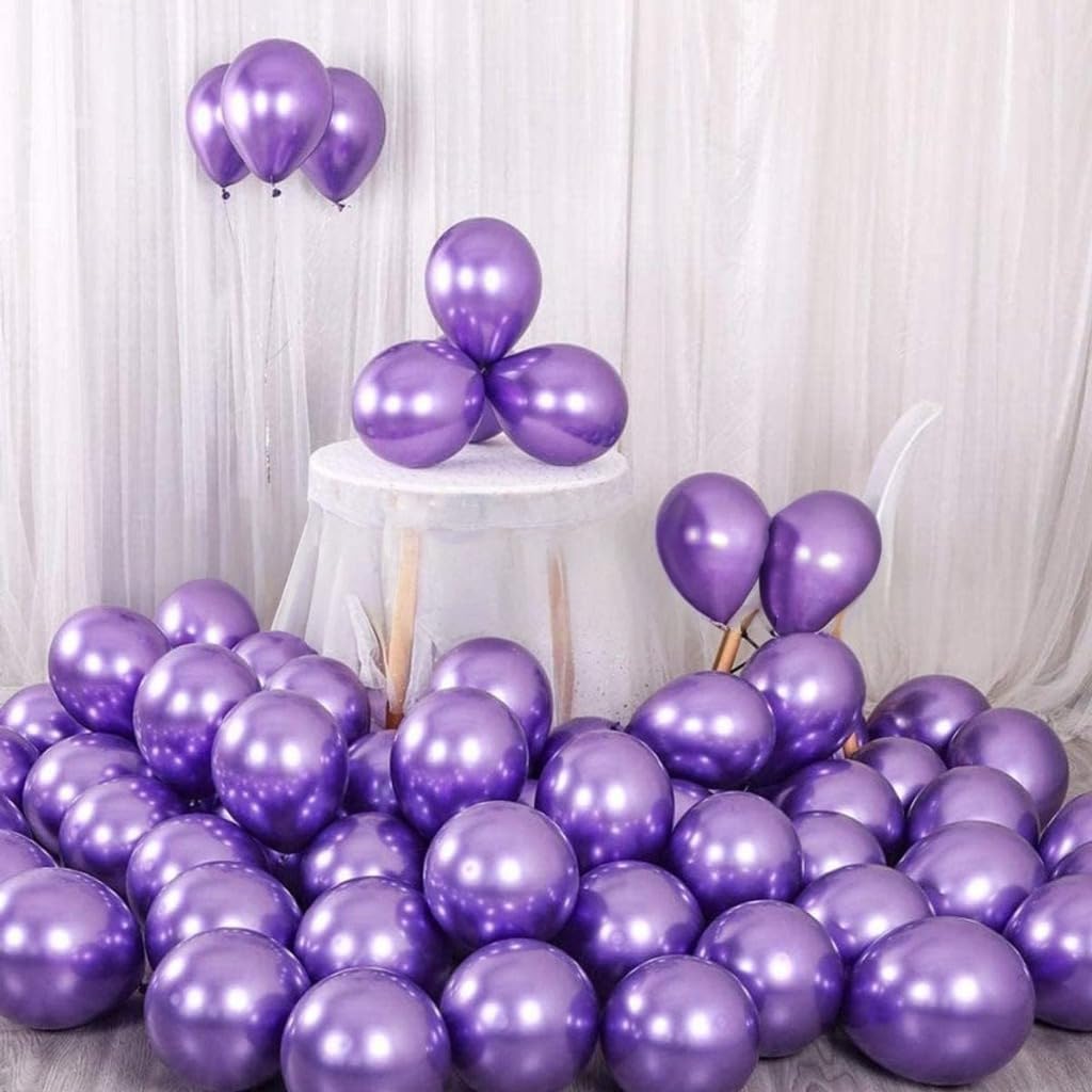 Metallic Purple Balloons 12 Inch - (Pack of 50) Birthday Decoration Balloons for Kids & Adults, Party Décor for Birthday, Anniversary, Baby Shower, Welcome, Bachelorette – Metallic Finish