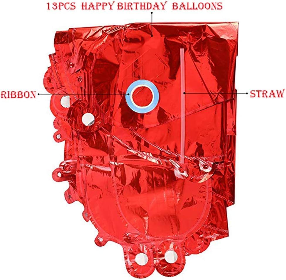 Red Happy Birthday Balloons，13Pcs Letters Balloons，2Pcs Giant Star Foil Balloons ，4Pcs Confetti ，11Pcs Latex Party Decorations And Supplies