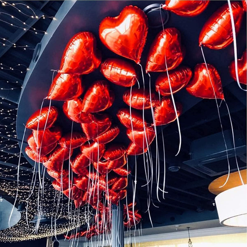 Red Heart Balloons for Valentine’s Day Decorations – Heart Shape Balloons, 18 Inch for Valentine Decorations – Love Foil Balloon Red Wedding Anniversary & Valentine Party Decors (Set of 10)