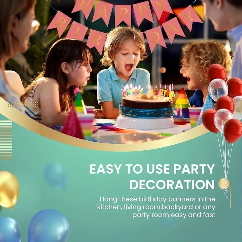 Banner Happy Birthday 13 Piece Bunting Home, Party Hall and Backyard Dark Blue Color Decoration Birthday Signs Party Supplies