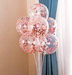 50 12-inch Transparent Latex Balloons with Rose Gold Confetti Large Thick Big Round Shining Biodegradable Bulk Helium Gas or Air Inflated for Kids Birthday Wedding Party Decorations Supplies Favors