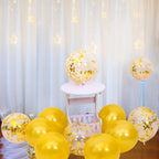 50 12-inch Latex Balloons, 25 Pearlized Pearlescent Gold+25 Transparent with Confetti Large Thick Big Round Shining Biodegradable Bulk Helium Gas Air Inflated Kids Birthday Wedding Party Decorations